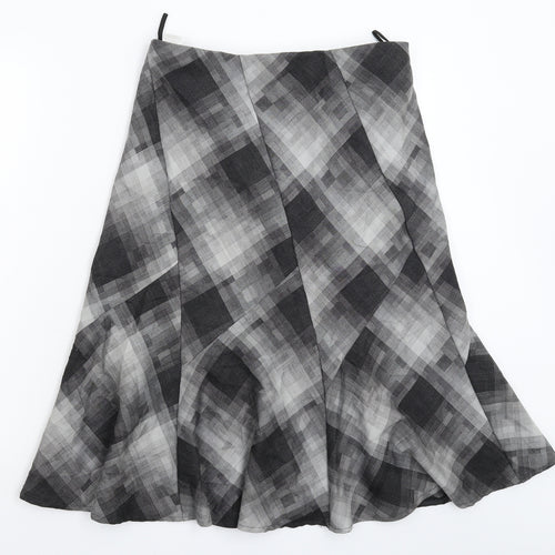 Marks and Spencer Womens Grey Geometric  Flare Skirt Size 10
