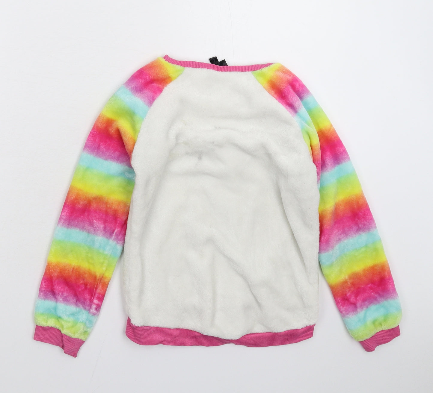 Picapino Girls White  Fleece Pullover Jumper Size 8 Years