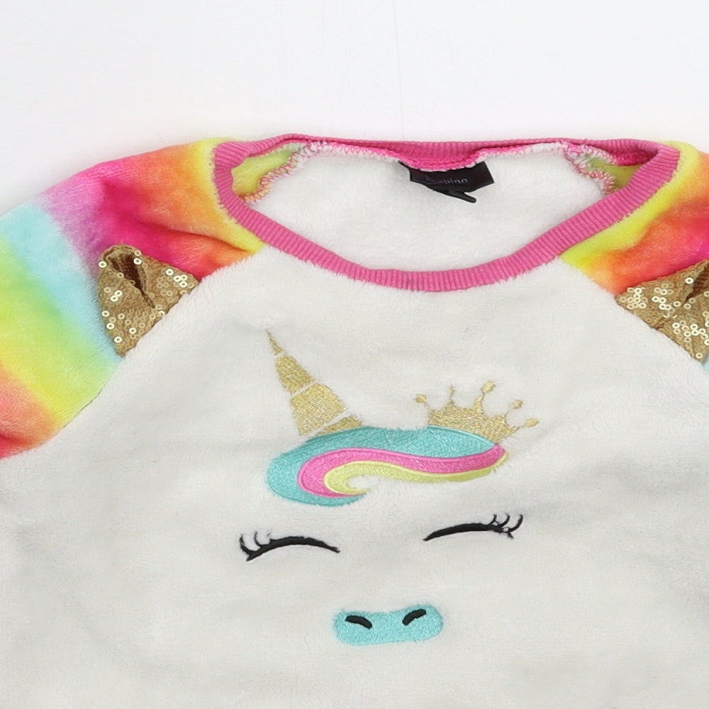Picapino Girls White  Fleece Pullover Jumper Size 8 Years