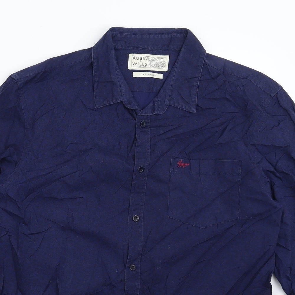AUBIN & WILLS Mens Blue    Button-Up Size M