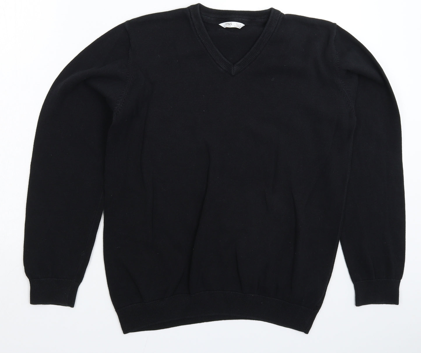 Marks and Spencer Boys Black  Knit Pullover Jumper Size 14-15 Years