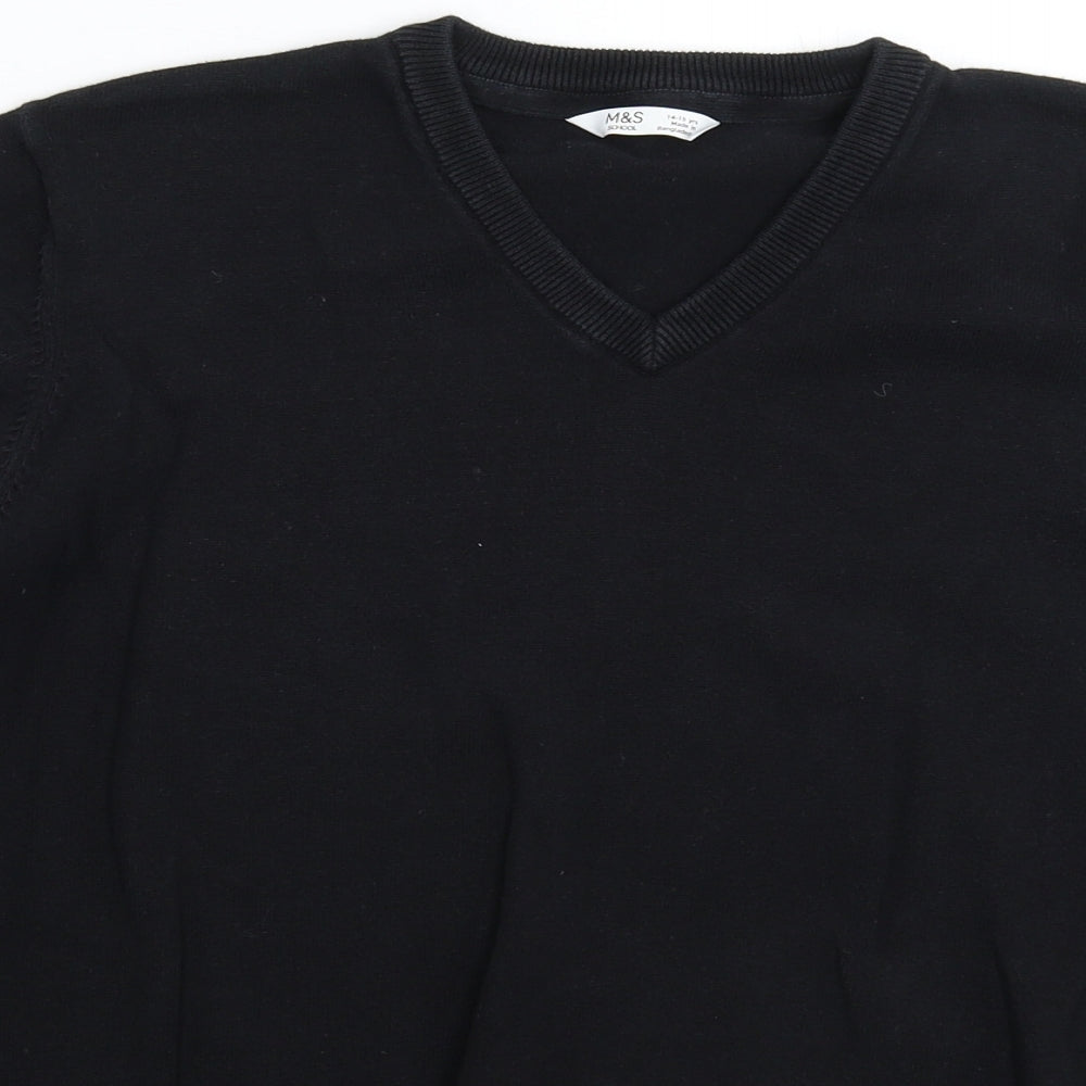 Marks and Spencer Boys Black  Knit Pullover Jumper Size 14-15 Years