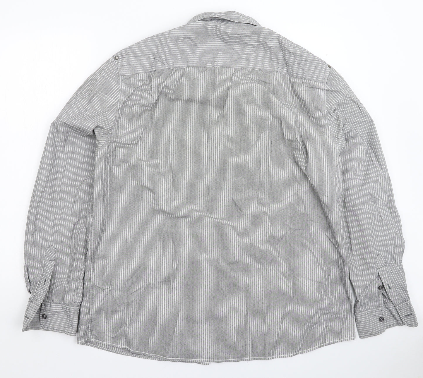 NEXT Mens Grey Striped   Button-Up Size 2XL