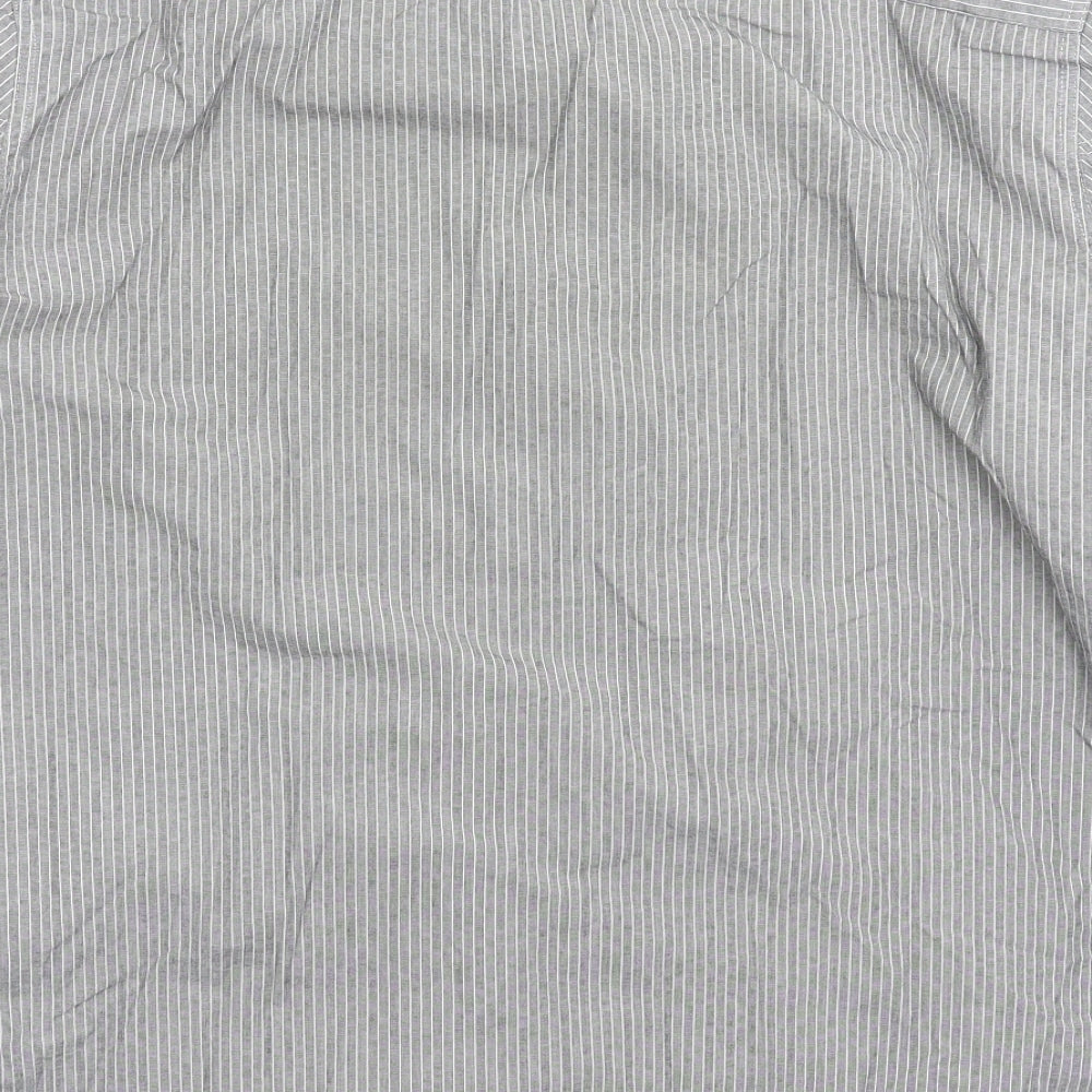 NEXT Mens Grey Striped   Button-Up Size 2XL