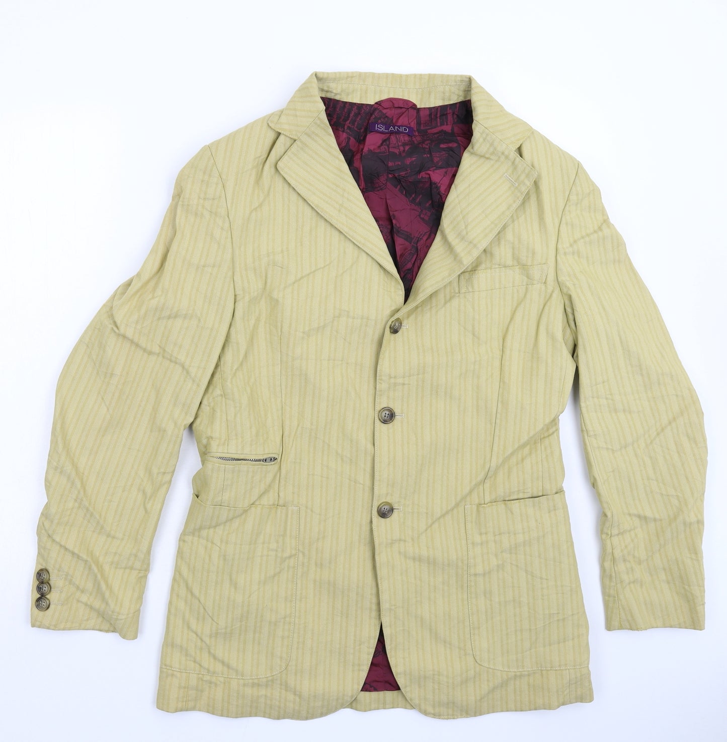 ISLAND Mens Beige Striped  Jacket Blazer Size 38