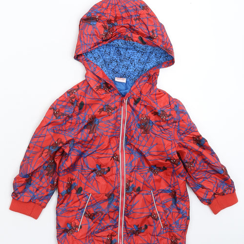 Tesco Boys Red   Rain Coat Coat Size 4-5 Years  - Spiderman