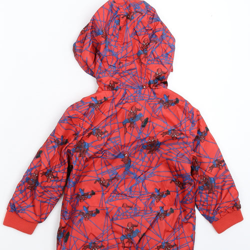 Tesco Boys Red   Rain Coat Coat Size 4-5 Years  - Spiderman