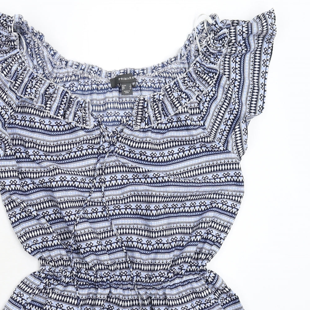 Primark Womens Blue Geometric  Jumpsuit One-Piece Size 8