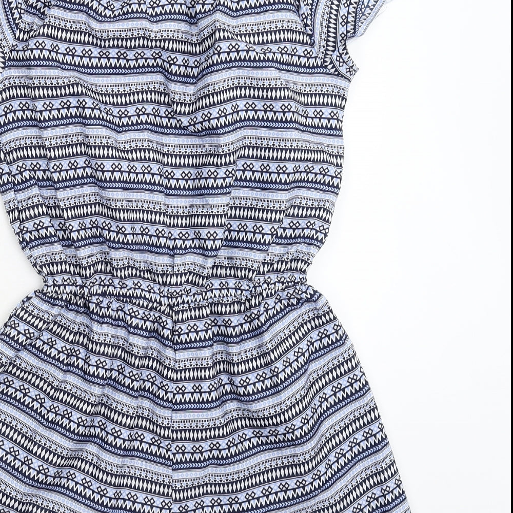 Primark Womens Blue Geometric  Jumpsuit One-Piece Size 8