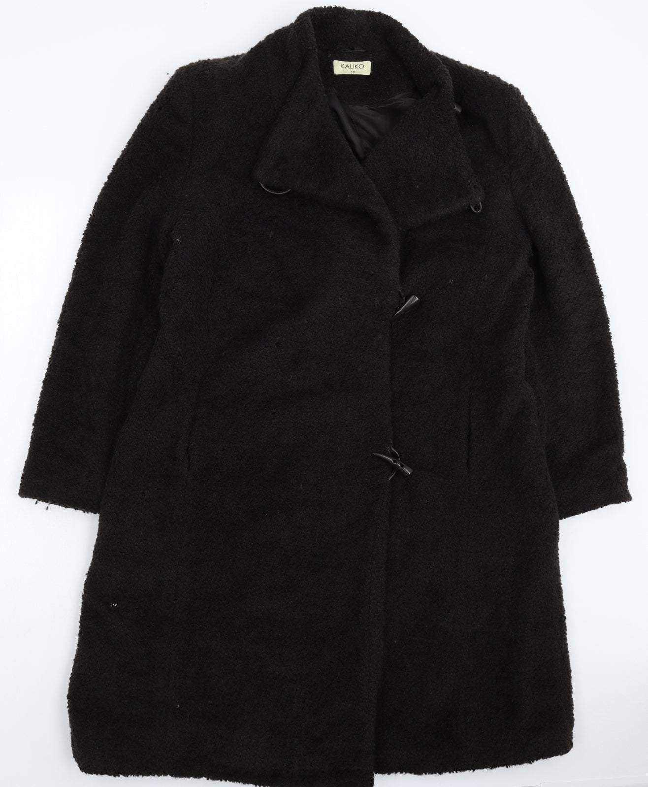 Kaliko Womens Black  Knit Overcoat Coat Size 14