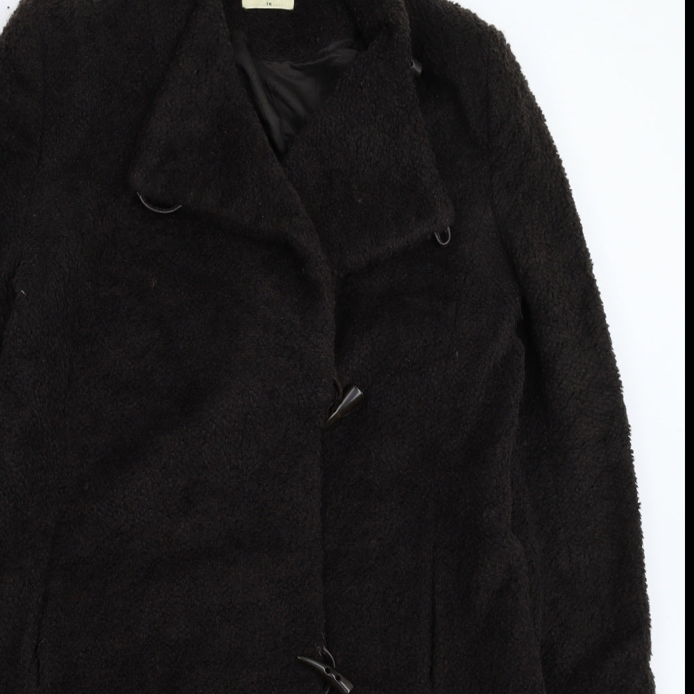 Kaliko Womens Black  Knit Overcoat Coat Size 14