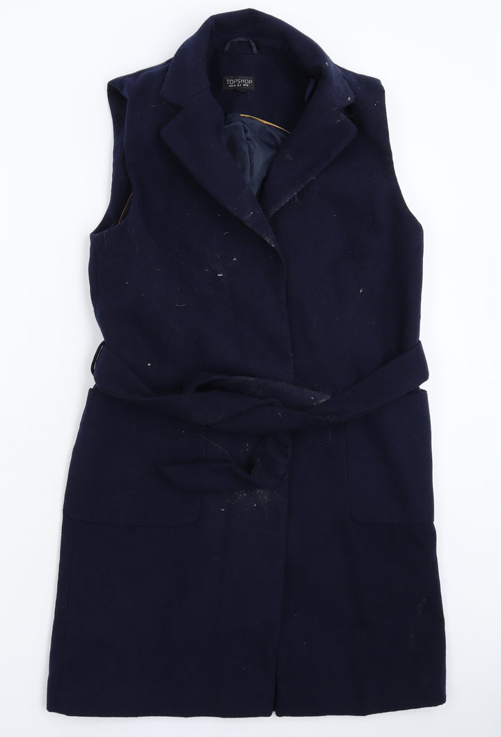 Topshop Womens Blue Pea Coat Coat Size 10