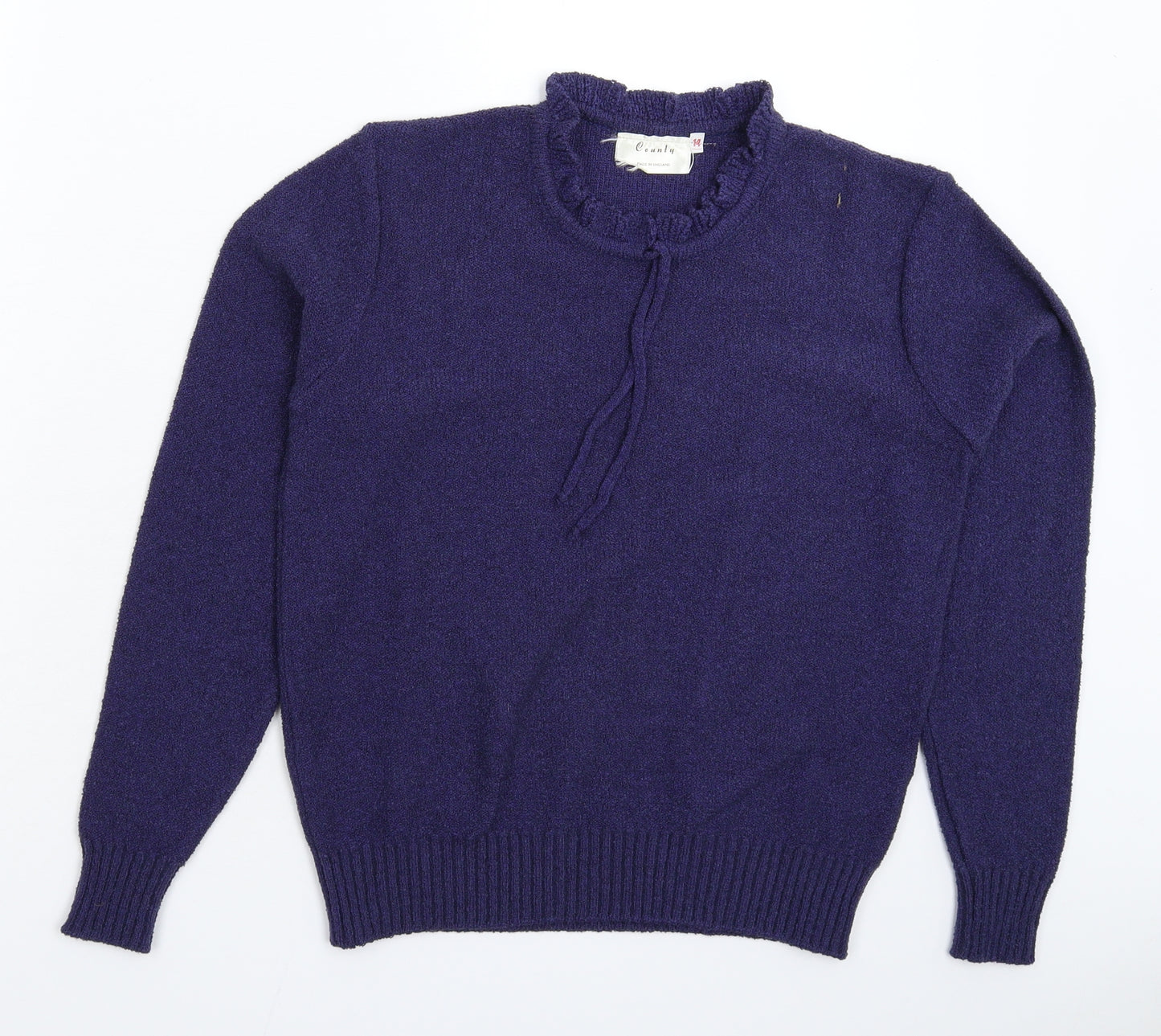 County Womens Blue  Jersey Pullover Jumper Size 14