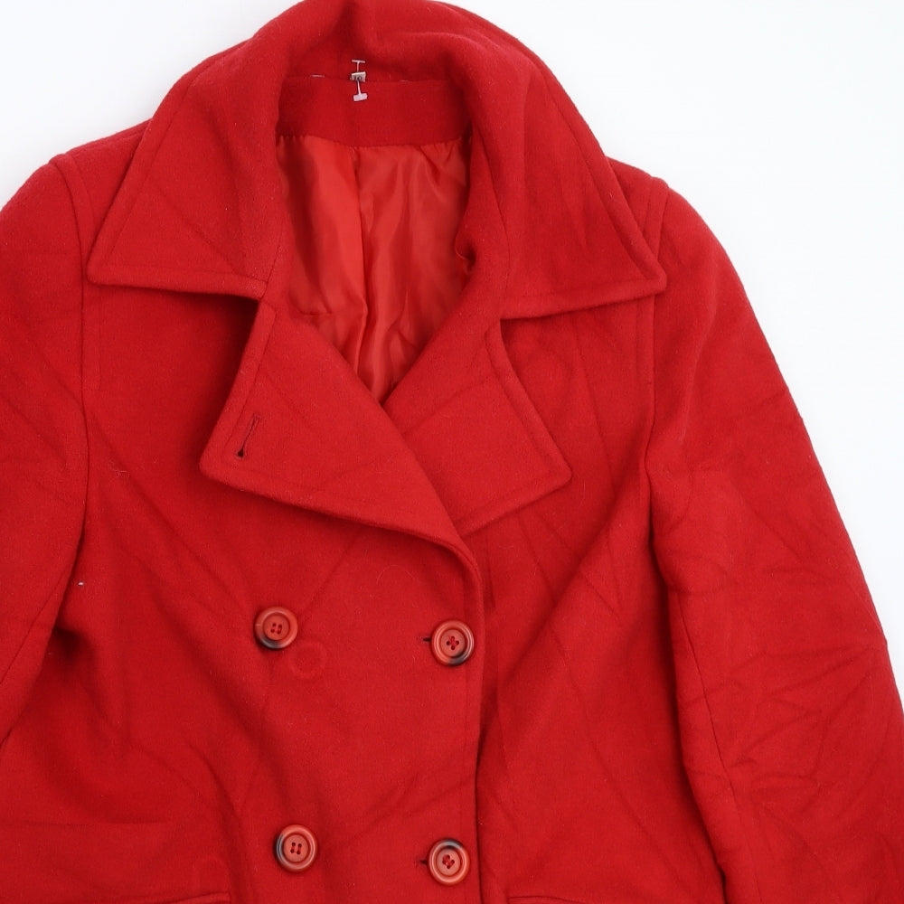 NuAge Womens Red   Pea Coat Coat Size 10
