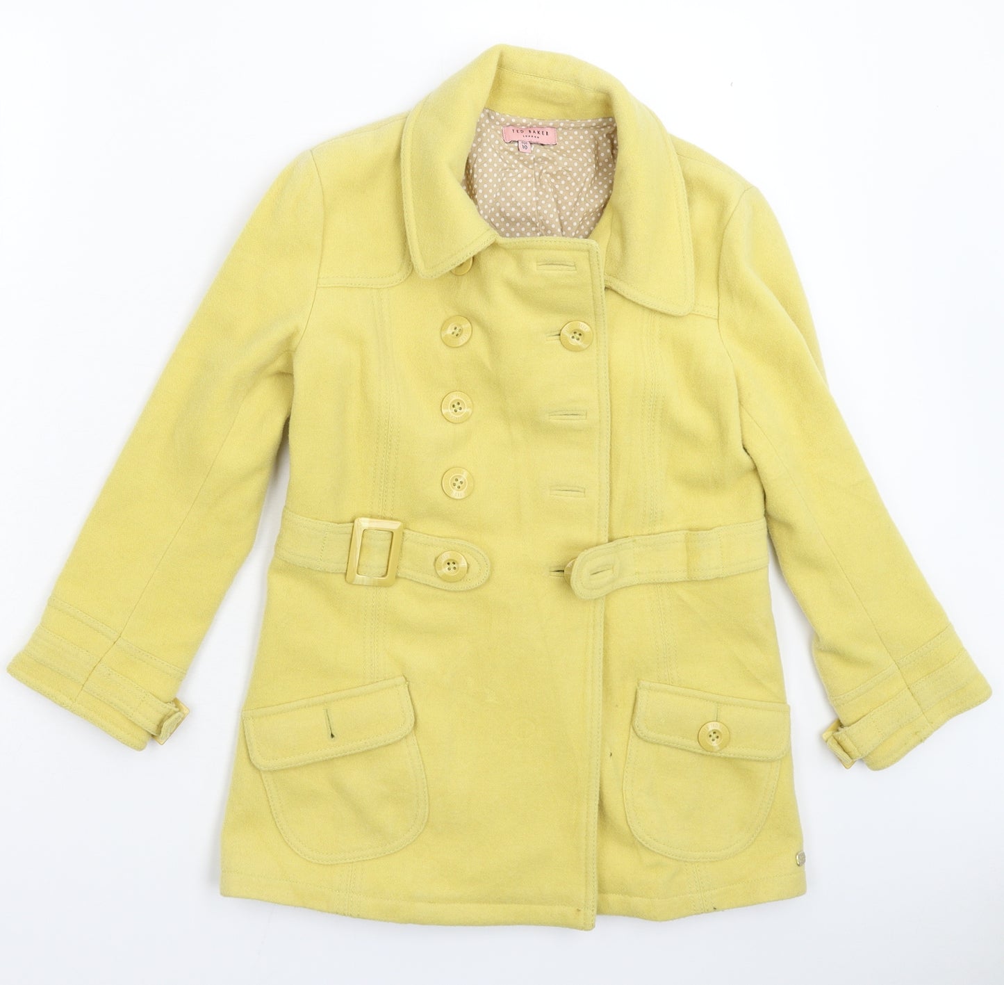 Ted Baker Girls Yellow   Pea Coat Coat Size 10 Years