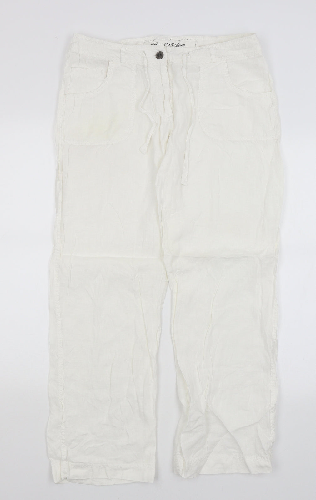 Denim Co Womens White   Trousers  Size 12 L29 in