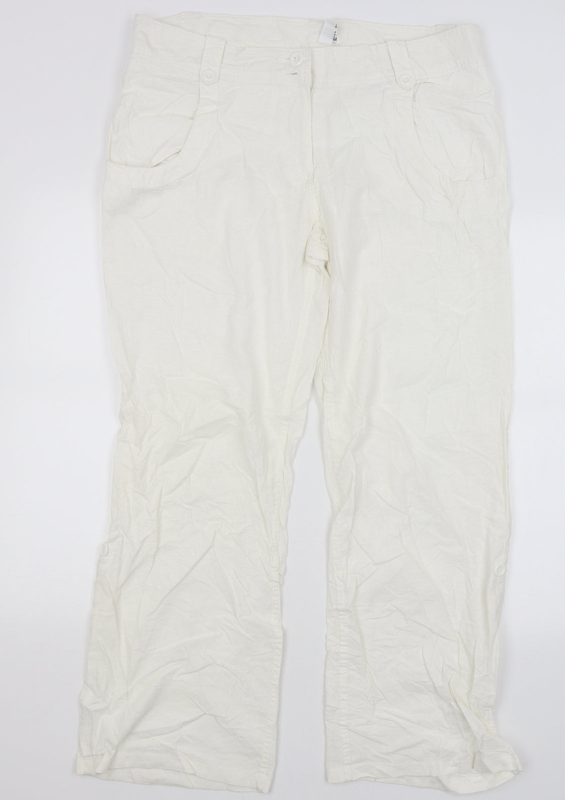 H&M Womens White   Trousers  Size 18 L29 in