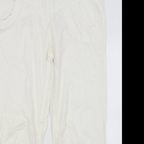 H&M Womens White   Trousers  Size 18 L29 in