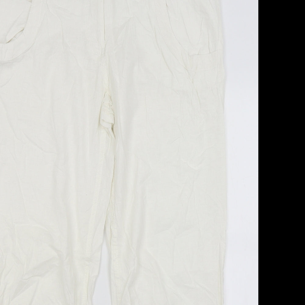 H&M Womens White   Trousers  Size 18 L29 in