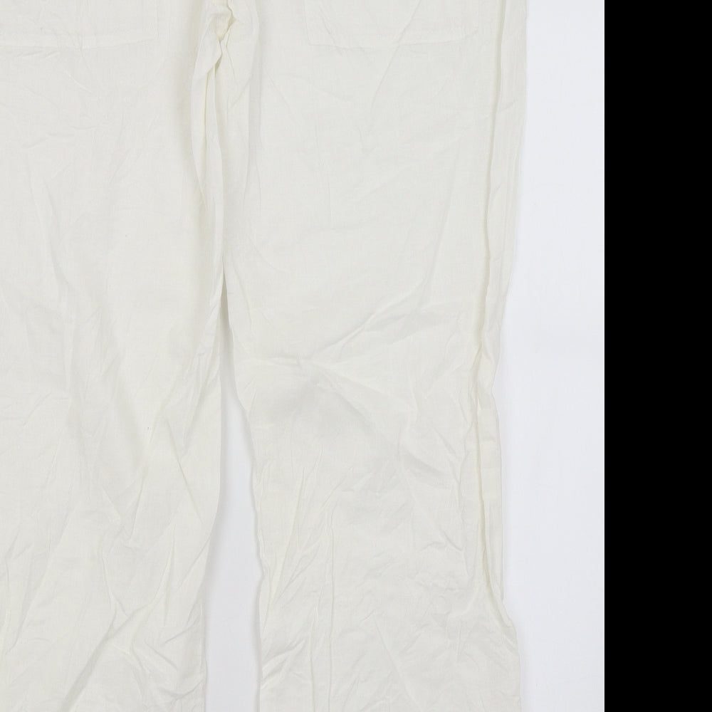 H&M Womens White   Trousers  Size 18 L29 in