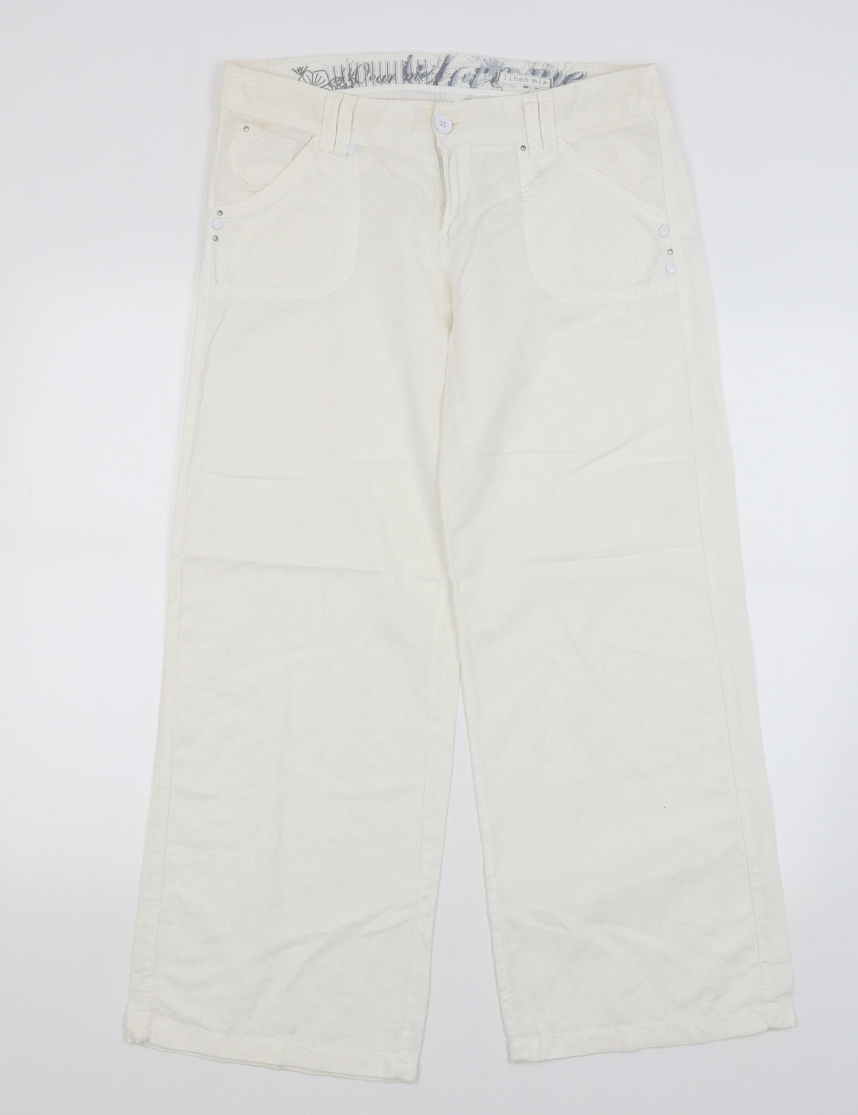 New Look Womens White   Trousers  Size 12 L29 in