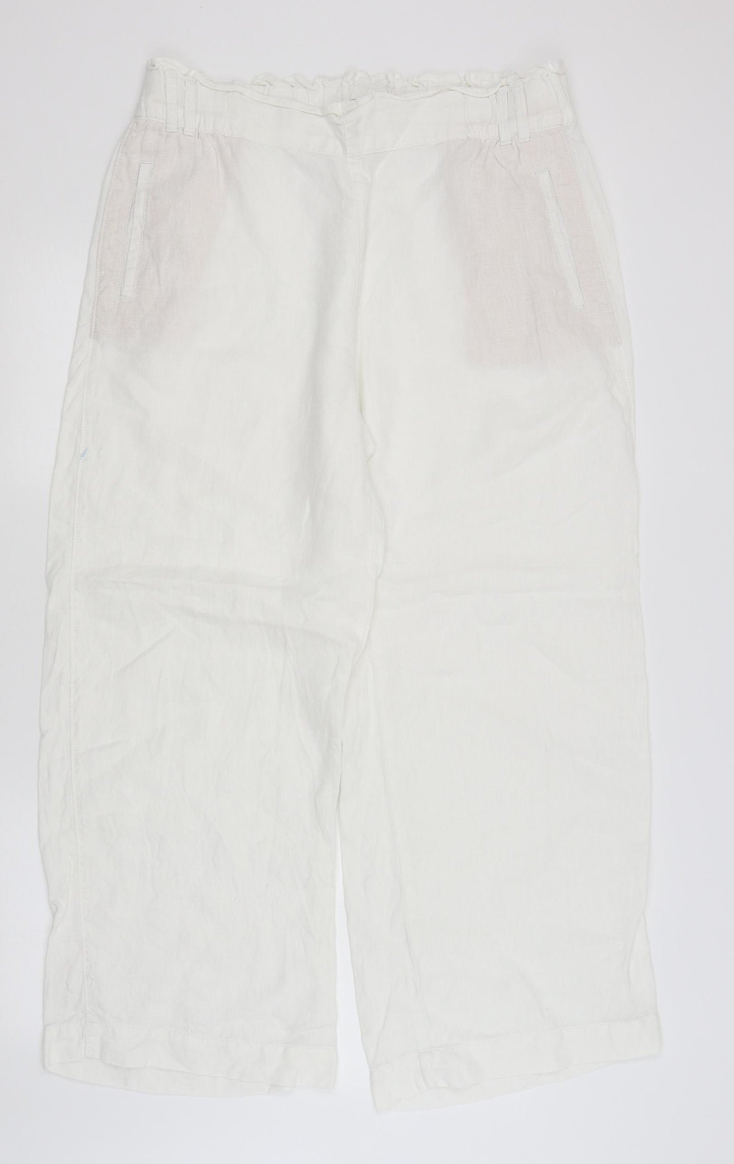 M&S Womens White   Trousers  Size 16 L27.5 in