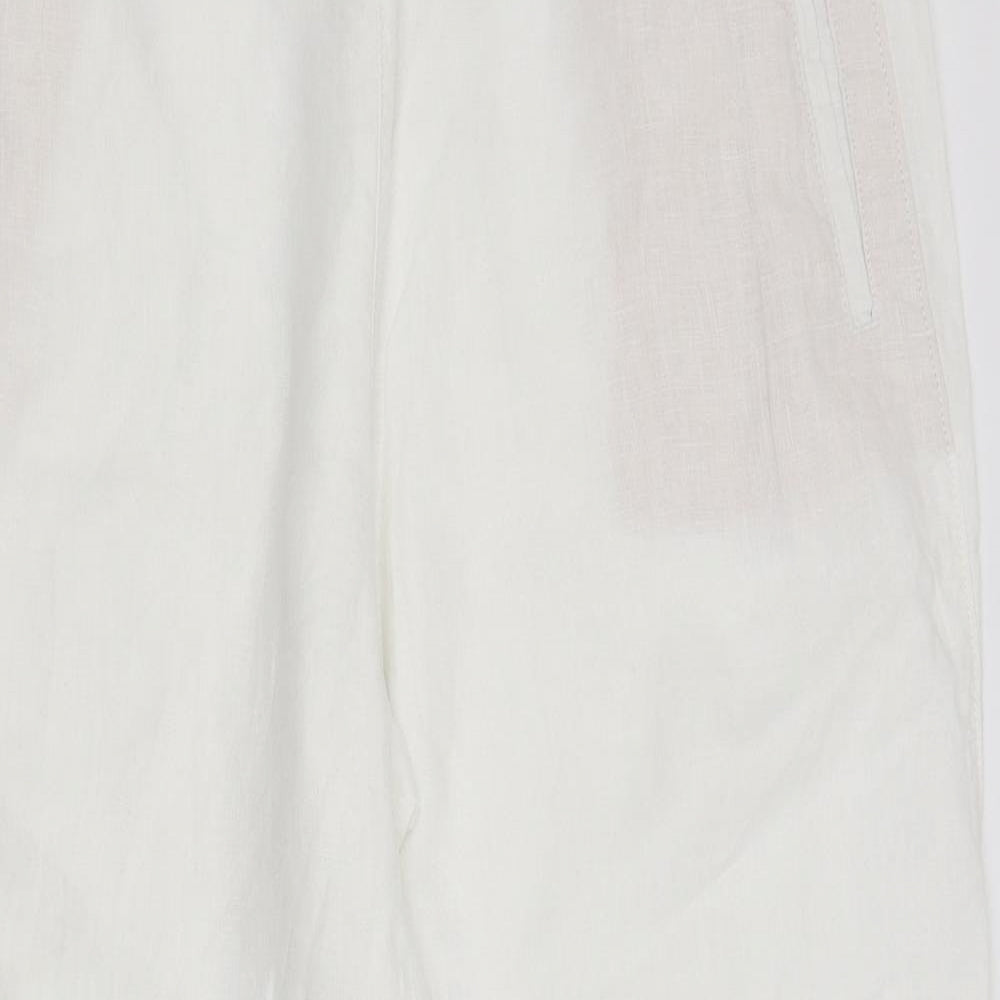 M&S Womens White   Trousers  Size 16 L27.5 in