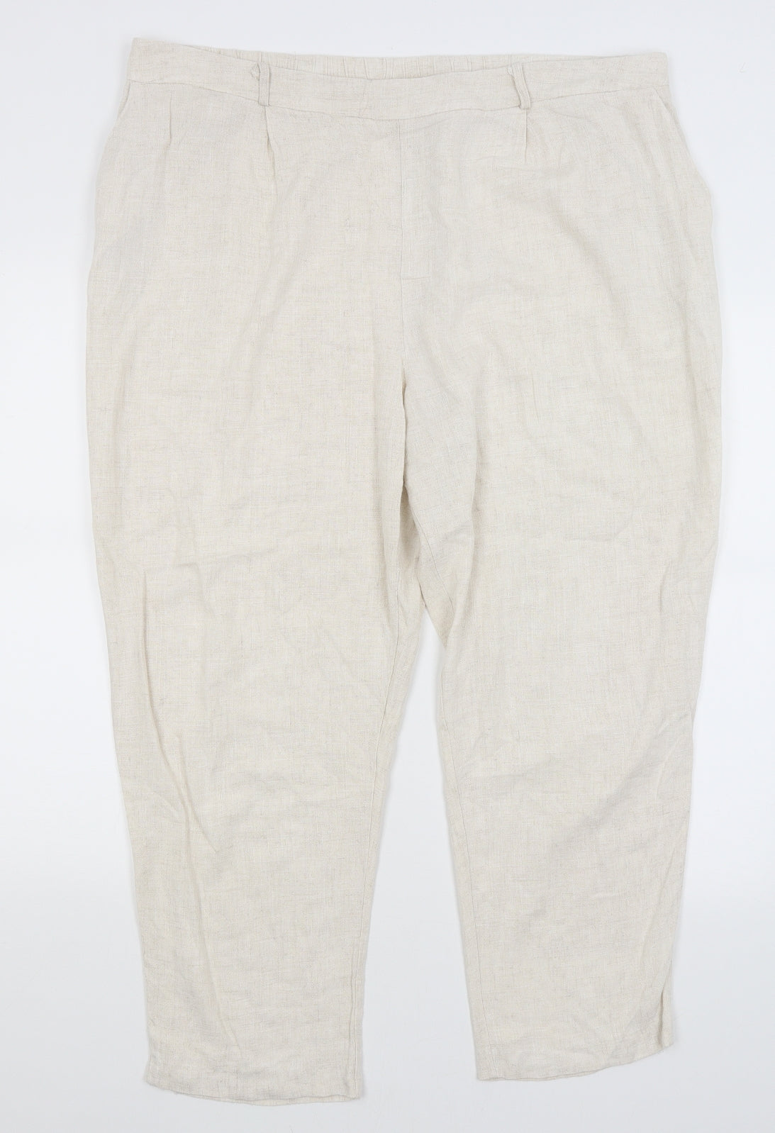 M&Co Womens Ivory   Cropped Trousers Size 20 L24.5 in