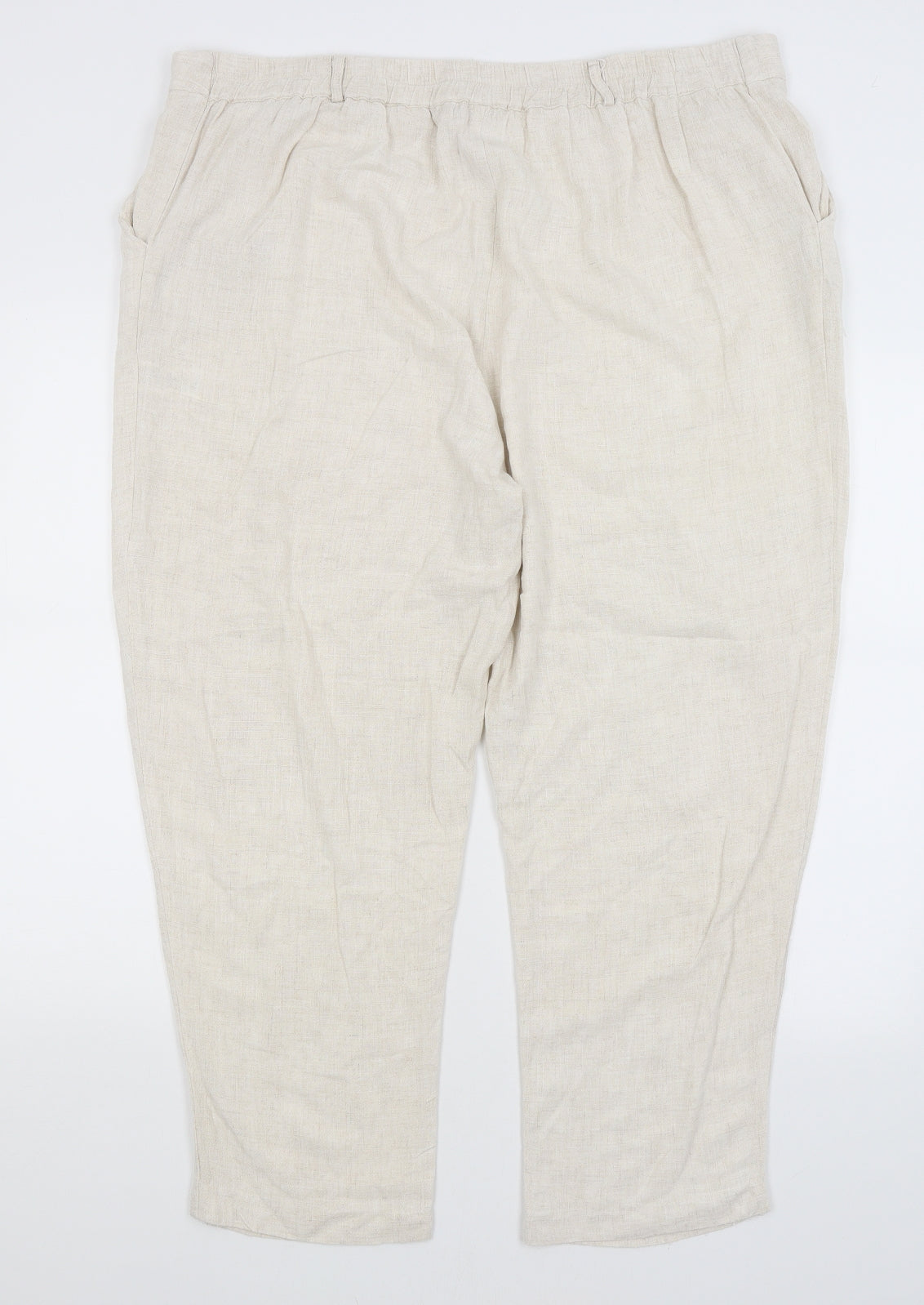 M&Co Womens Ivory   Cropped Trousers Size 20 L24.5 in