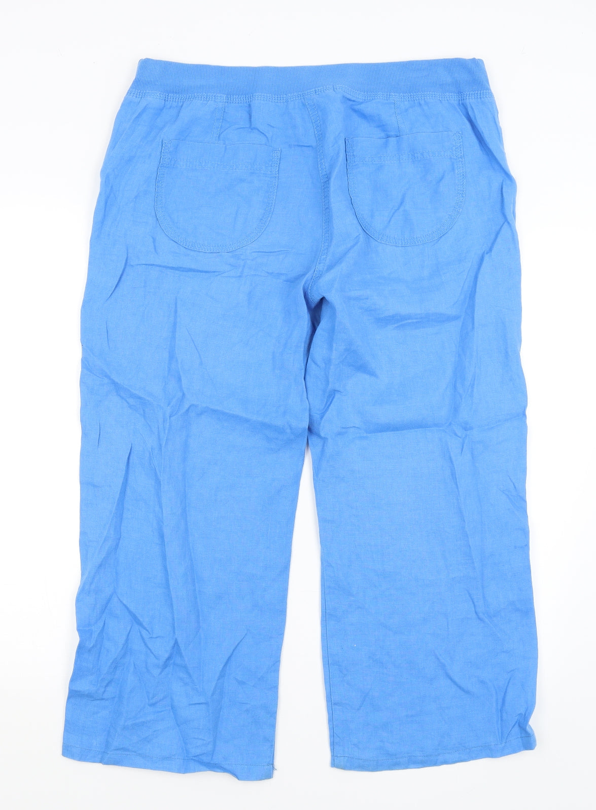 M&S Womens Blue   Cropped Trousers Size 12 L24 in