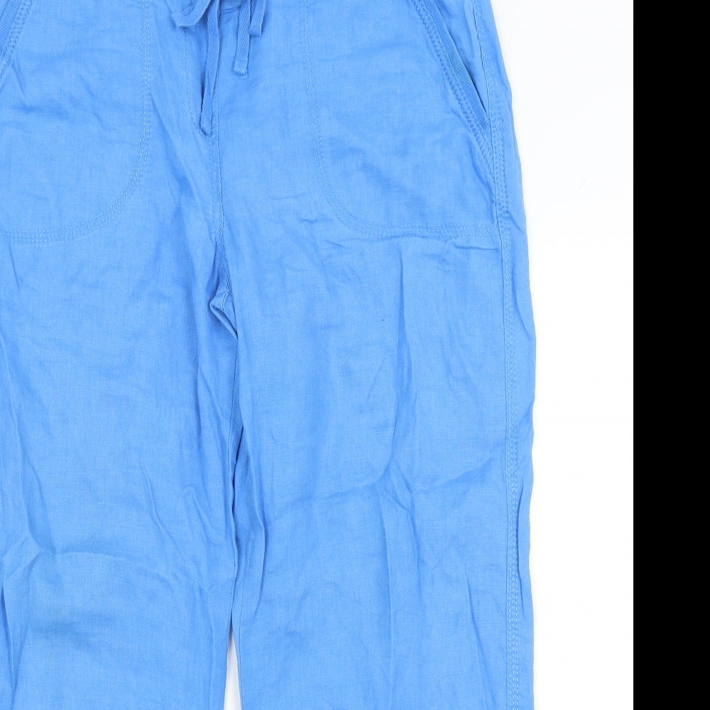 M&S Womens Blue   Cropped Trousers Size 12 L24 in