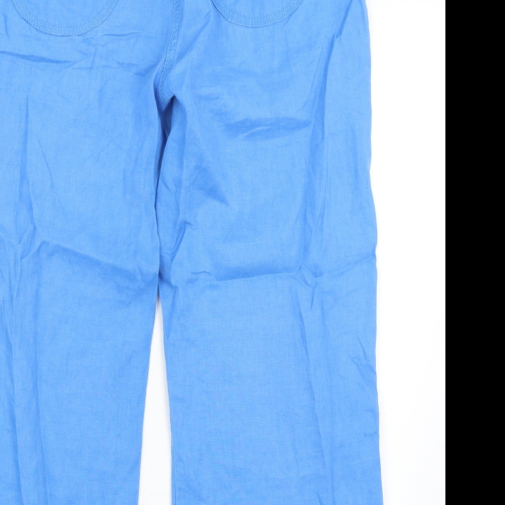 M&S Womens Blue   Cropped Trousers Size 12 L24 in