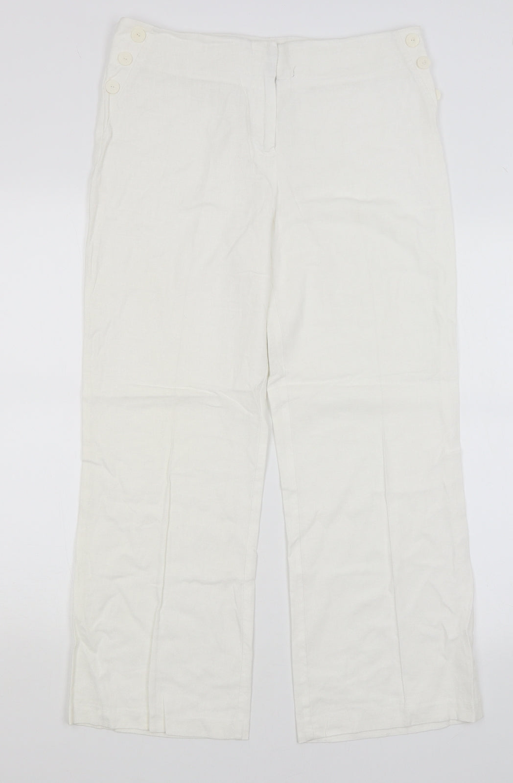 M&S Womens White   Trousers  Size 12 L27 in