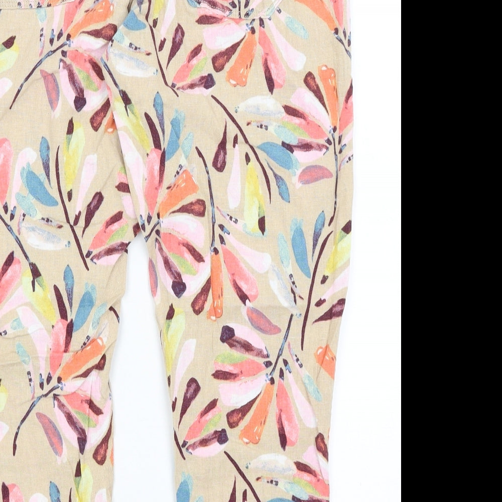 M&S Womens Brown Floral  Cropped Trousers Size 14 L23 in