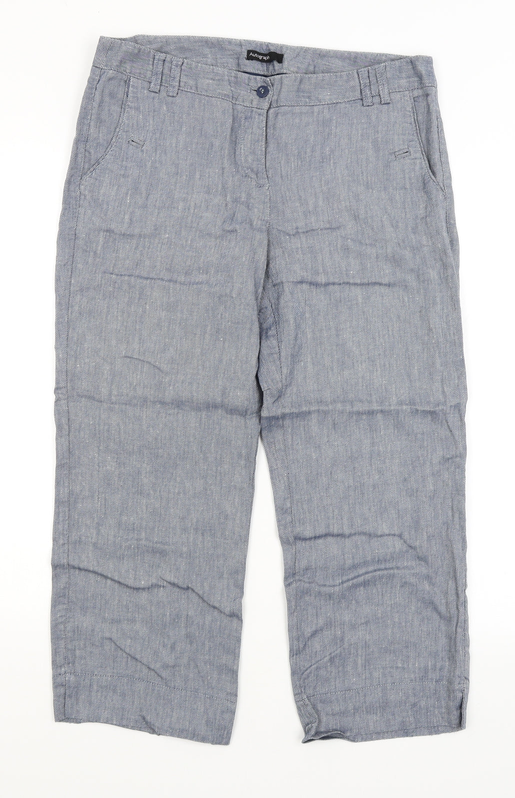 Autograph Womens Blue   Cropped Trousers Size 14 L23 in