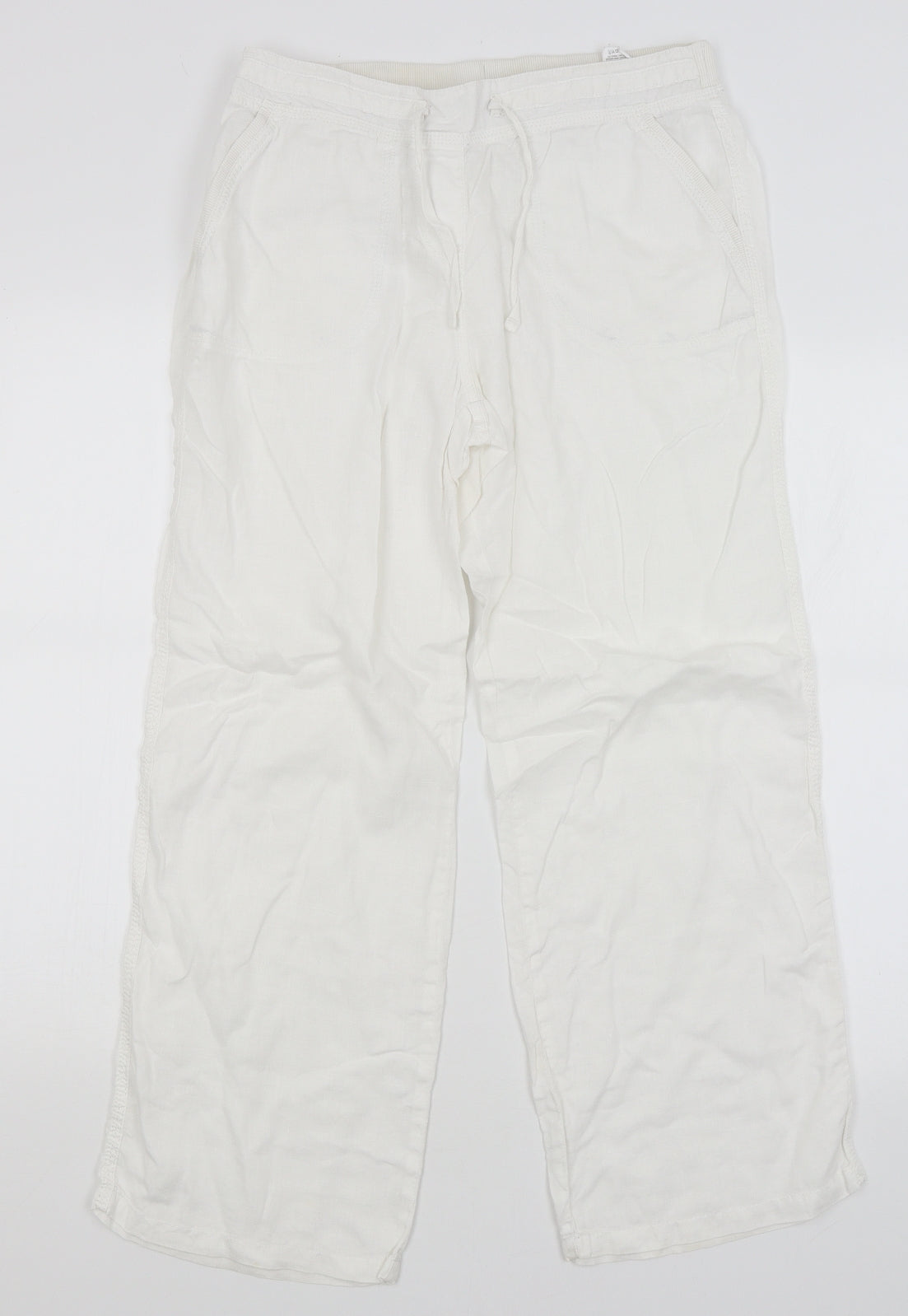 M&S Womens White   Trousers  Size 10 L25.5 in