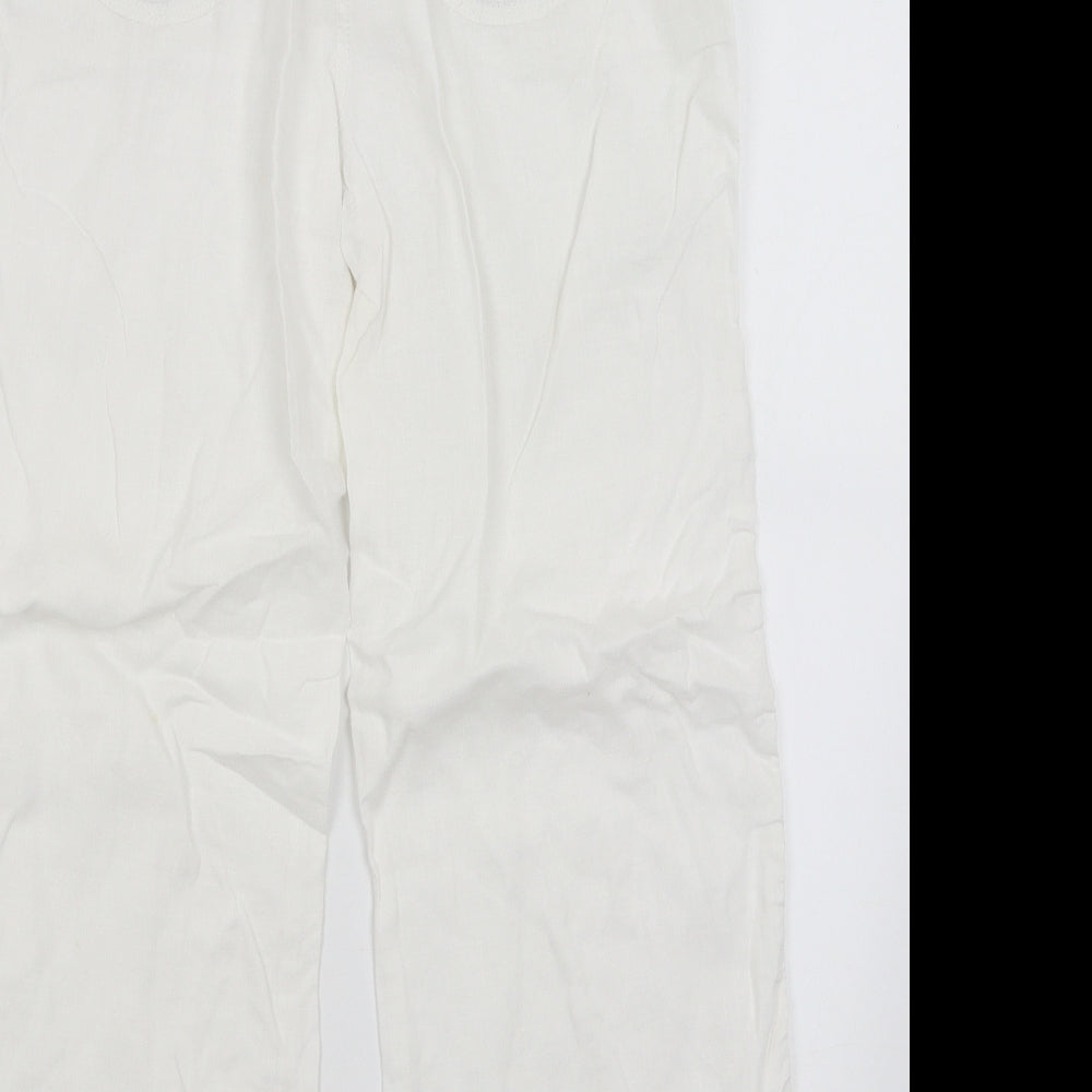 M&S Womens White   Trousers  Size 10 L25.5 in