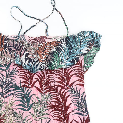 Misstruth Womens Pink Floral  Basic Blouse Size 8