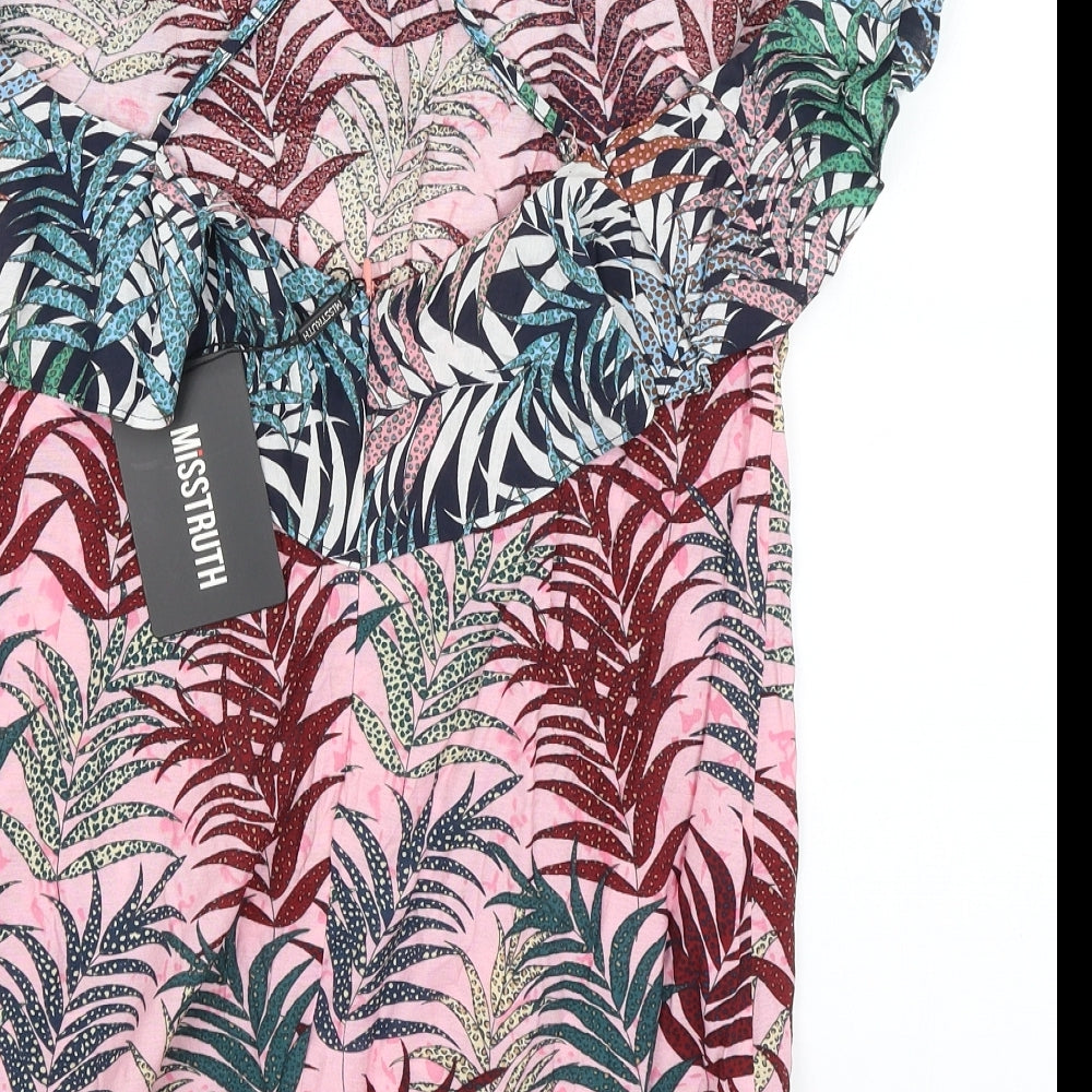 Misstruth Womens Pink Floral  Basic Blouse Size 8