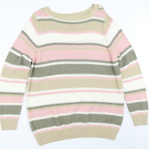 Julipa Womens Beige Striped  Pullover Jumper Size 16