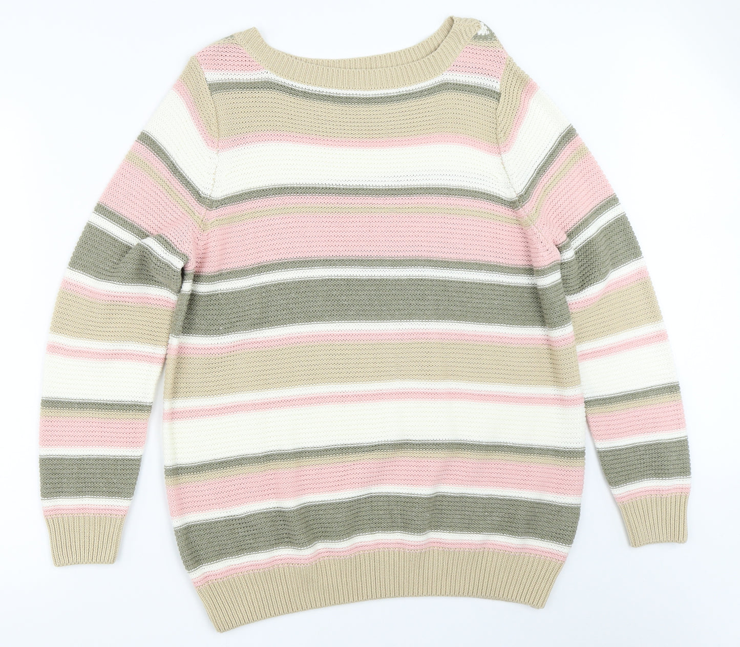Julipa Womens Beige Striped  Pullover Jumper Size 16