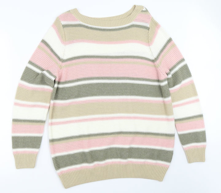 Julipa Womens Beige Striped  Pullover Jumper Size 16
