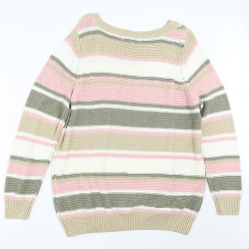 Julipa Womens Beige Striped  Pullover Jumper Size 16