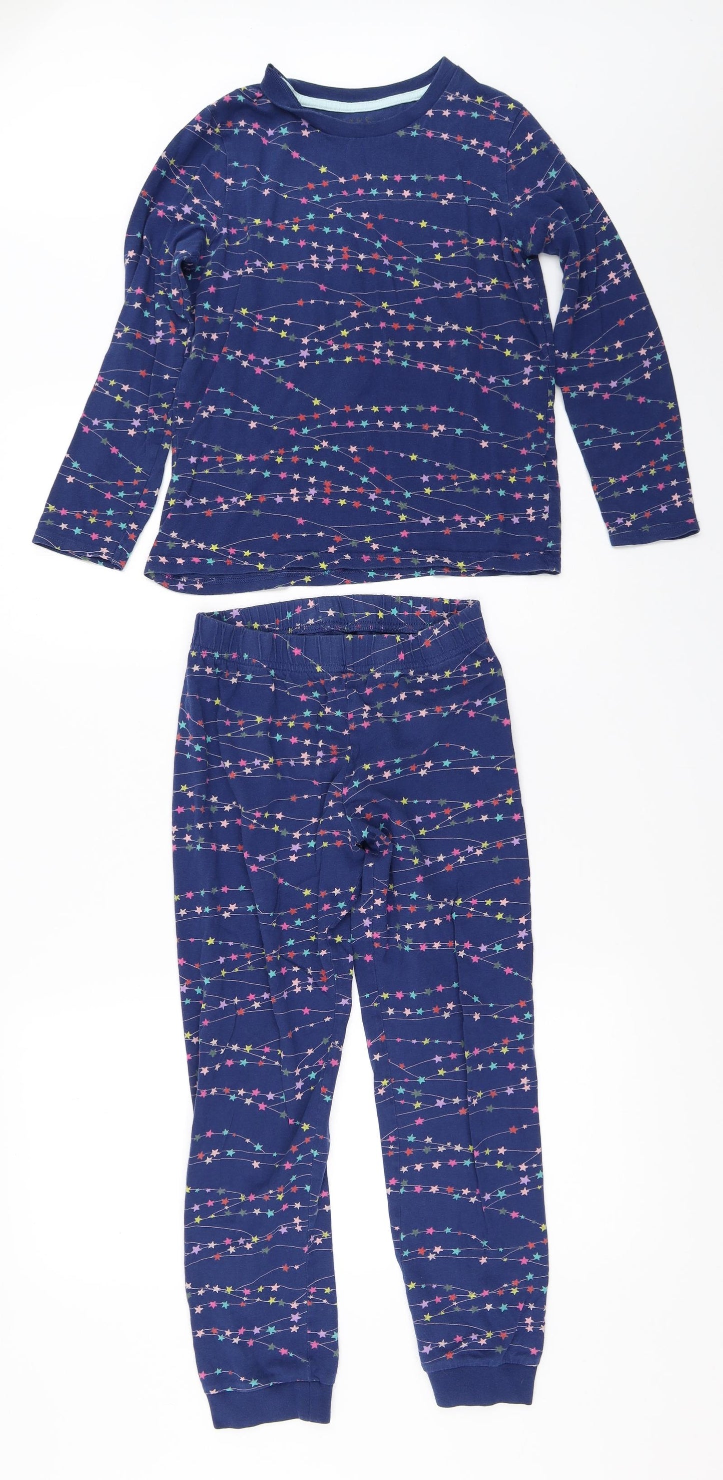 Marks and Spencer Girls Blue Solid  Top Pyjama Set Size 9-10 Years
