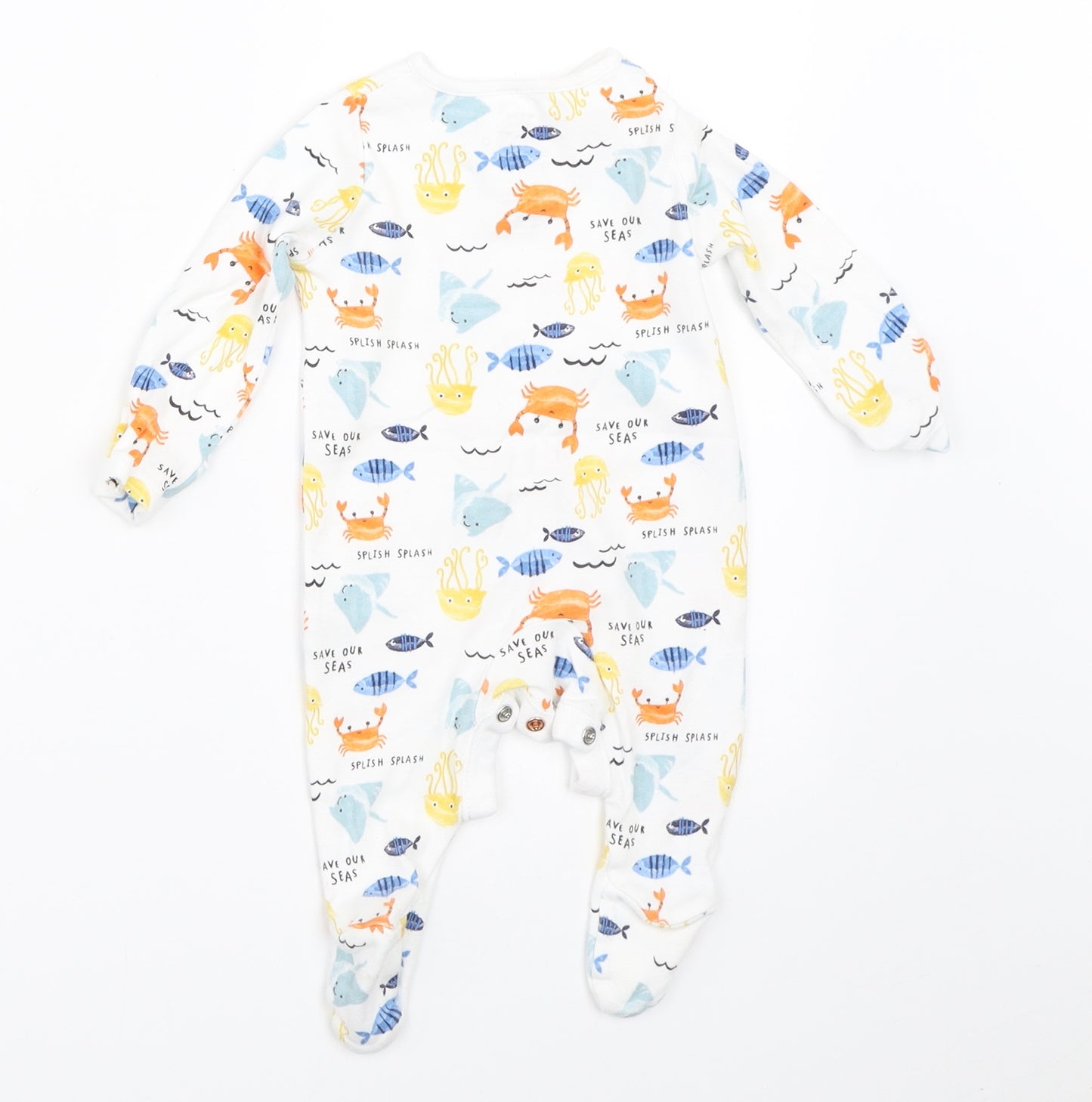 F&F Boys White   Babygrow One-Piece Size 0-3 Months