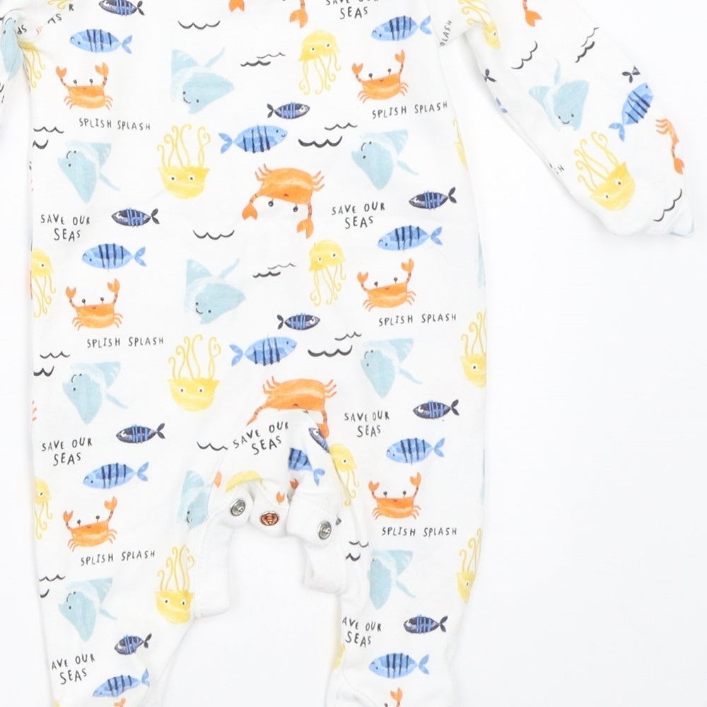 F&F Boys White   Babygrow One-Piece Size 0-3 Months