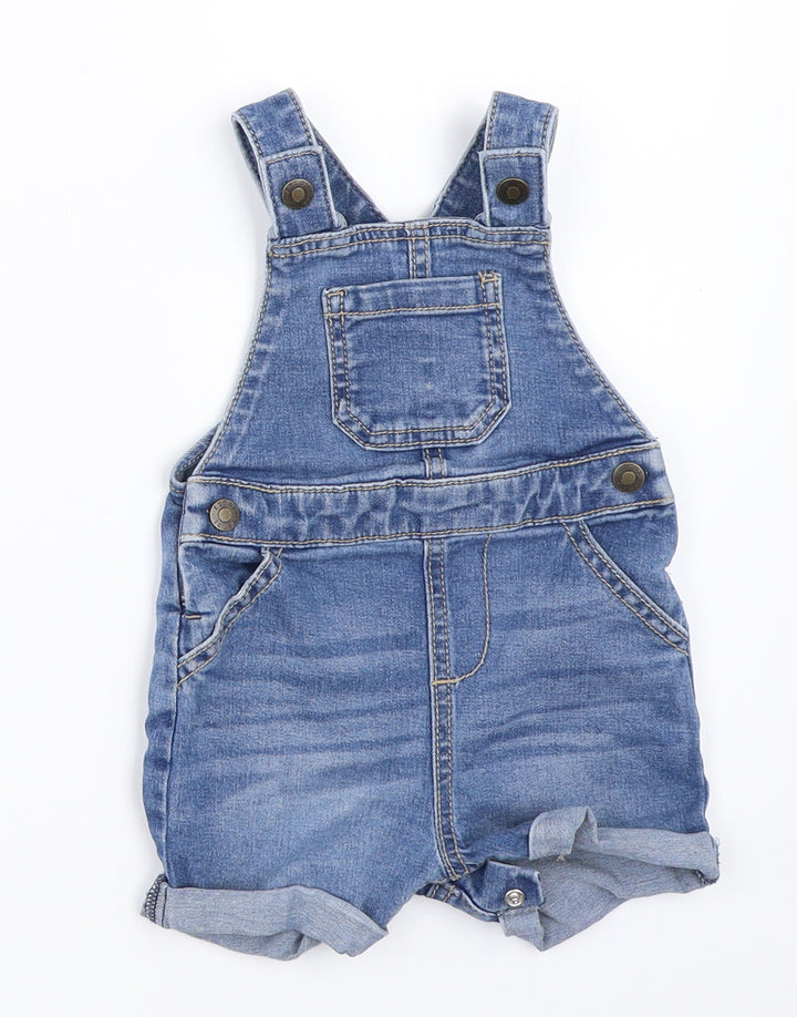 F&F Boys Blue Denim Dungaree One-Piece Size 3-6 Months