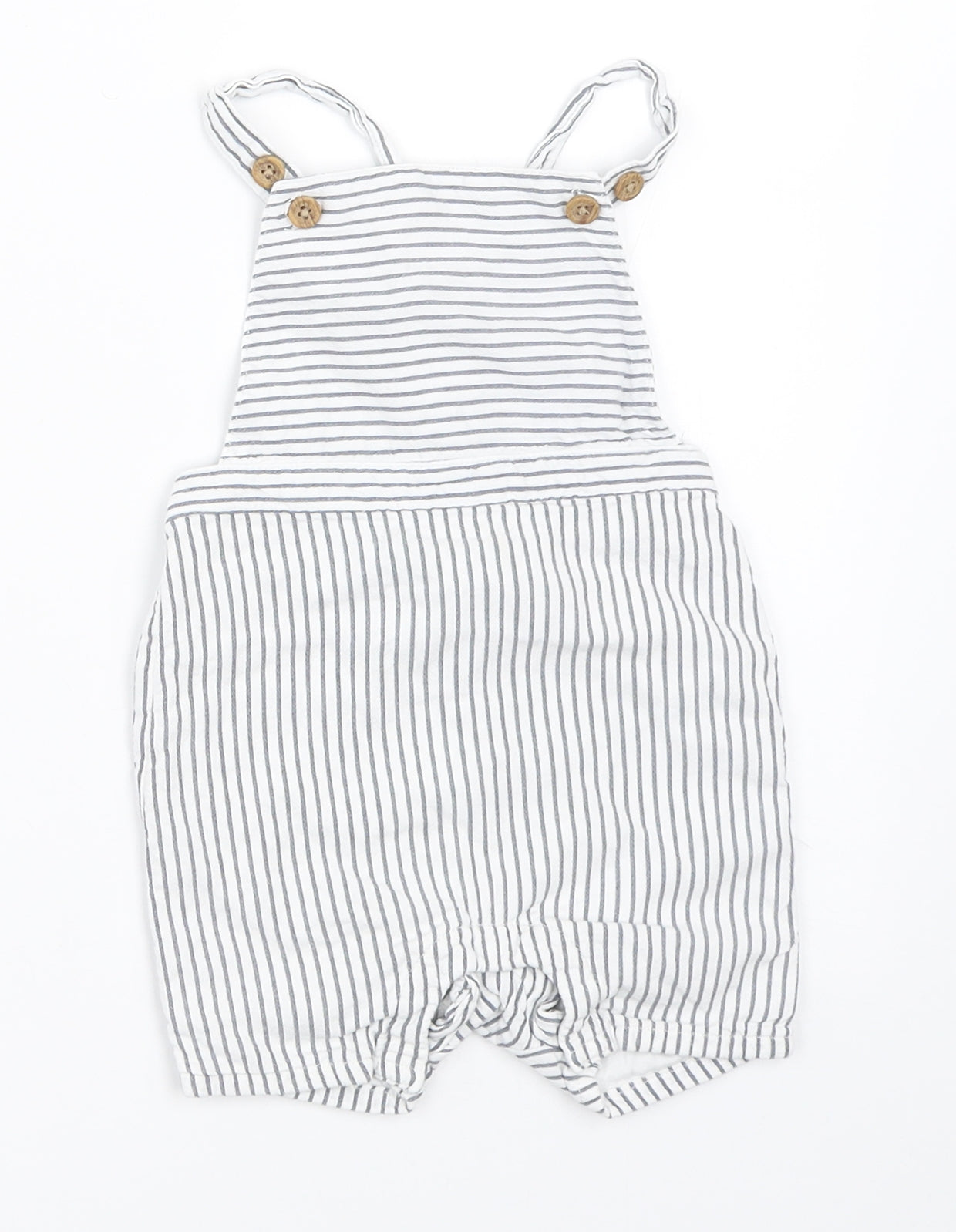 Marks and Spencer Boys White Striped  Dungaree One-Piece Size 3-6 Months