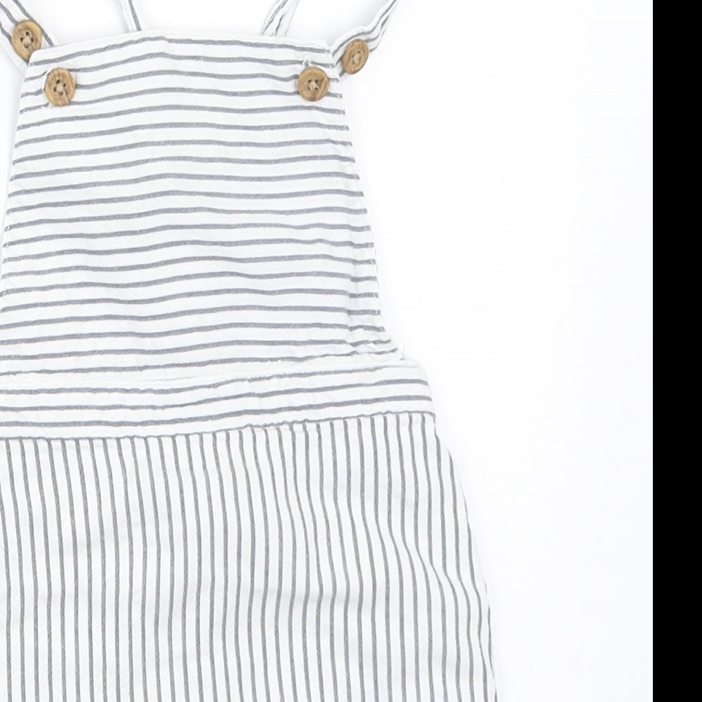 Marks and Spencer Boys White Striped  Dungaree One-Piece Size 3-6 Months