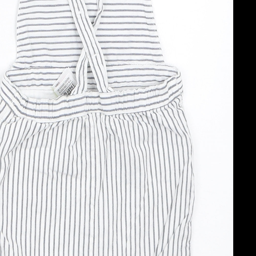 Marks and Spencer Boys White Striped  Dungaree One-Piece Size 3-6 Months